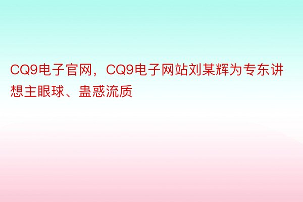 CQ9电子官网，CQ9电子网站刘某辉为专东讲想主眼球、蛊惑流质